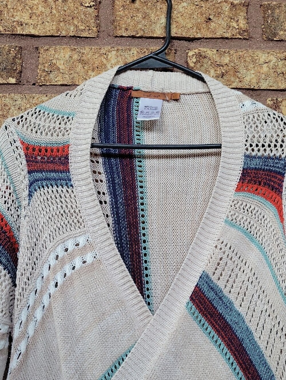 Bellaini Boho Fringe Open Front Waterfall Knit Cardigan Sweater Large - Picture 3 of 9